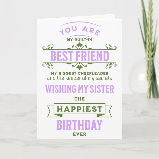 Cartão de Aniversário da Melhor Amiga Irmã (Frente)