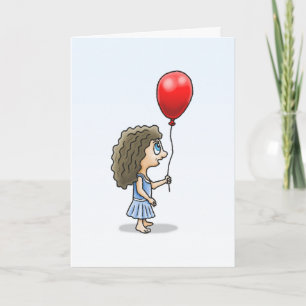 Cartão de Aniversário da Menina com o Balão Vermel