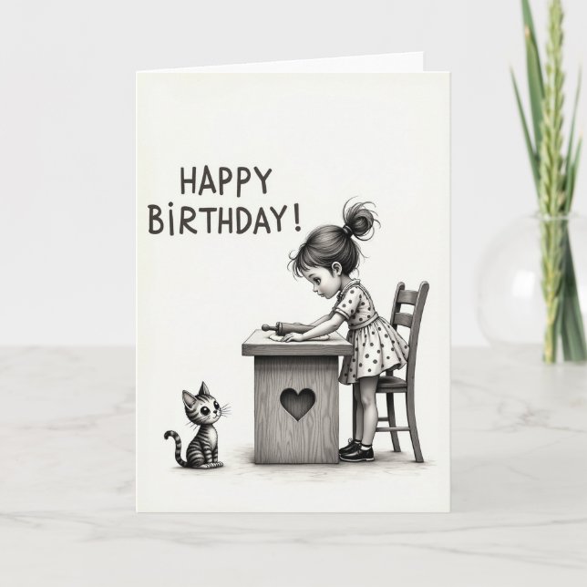 Cartão de Aniversário da Menina de Doces (Frente)
