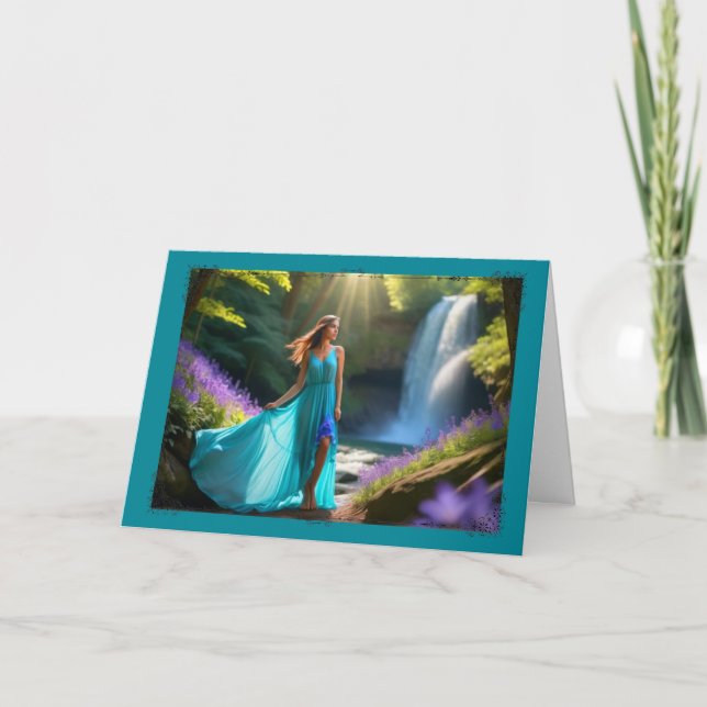 Cartão de Aniversário da Mulher em Cascata Assisti (Frente)