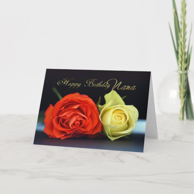 Cartão De Aniversário Da Nana Com Rosas De Laranja (Frente)