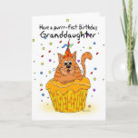 cartão de aniversário da neta com cupcake Ca do<br><div class="desc">cartão de aniversário da neta com o gato do cupcake do gengibre</div>