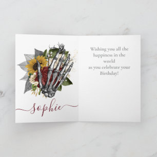 Cartão de aniversário da neta Skateboard Red Skull