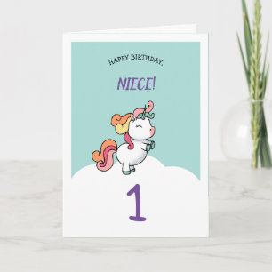 Cartão de aniversário da Niece com um unicórnio