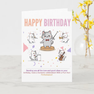 Cartão de aniversário da Orquestra de Gatos Fofos