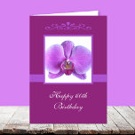 Cartão de aniversário da orquídea 60th<br><div class="desc">Este 60th cartão de aniversário caracteriza uma orquídea lindo na parte dianteira do cartão e em um sentimento bonito do aniversário dentro do cartão.  Uma maneira bonita de enviar desejos para um 60th aniversário.  Copyright Kathy Henis</div>