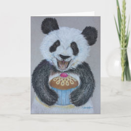 Cartão de aniversário da panda do cupcake