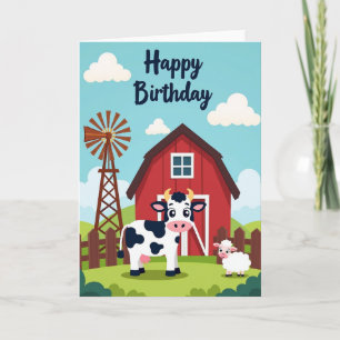 Cartão de Aniversário da Pastagem de Vaca