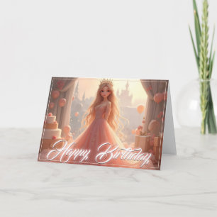 Cartão de Aniversário da Princesa a Rosa