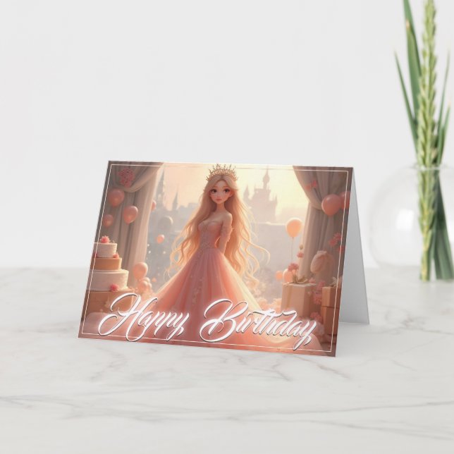 Cartão de Aniversário da Princesa a Rosa (Frente)
