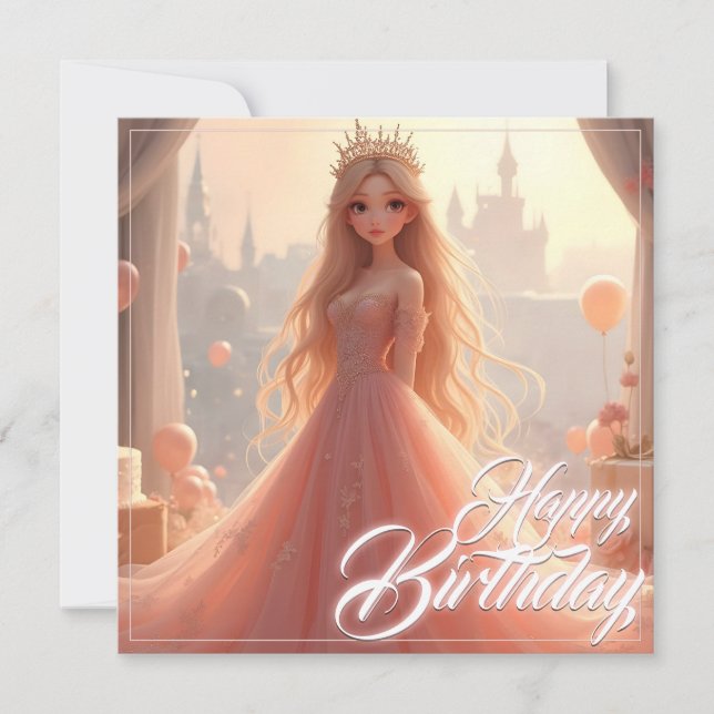 Cartão de Aniversário da Princesa a Rosa (Frente)