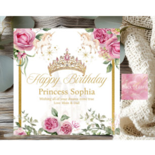 Cartão de Aniversário da Princesa Coroa Dourada ro