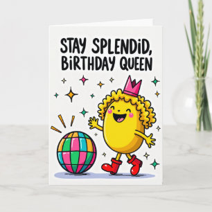 Cartão de Aniversário da Rainha de Desenho Animado