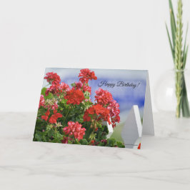 Cartão de Aniversário da Red Geraniums