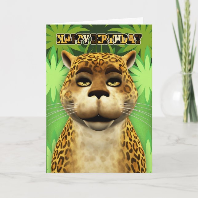 Cartão de Aniversário da Selva Leopard (Frente)