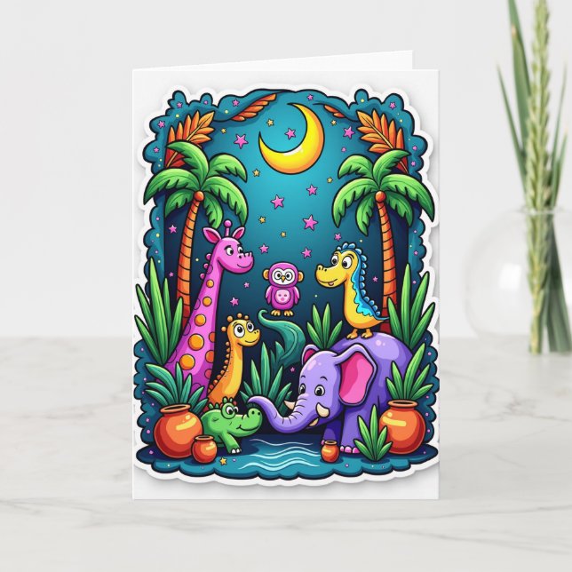 Cartão de Aniversário da Selva Noturna (Frente)