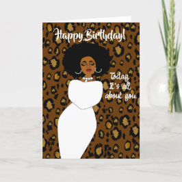 Cartão de Aniversário da Senhora Leopardo Afro-Ame