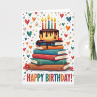 Cartão de Aniversário da Torre de Livros