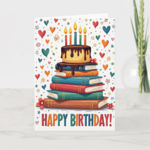 Cartão de Aniversário da Torre de Livros