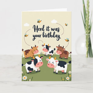 Cartão de Aniversário da Vaca Alegre