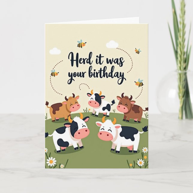 Cartão de Aniversário da Vaca Alegre (Frente)