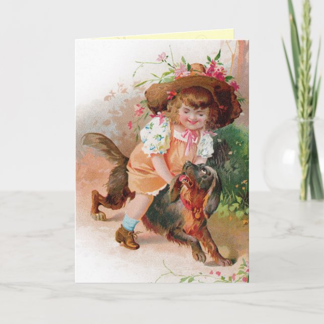 Cartão de Aniversário da Vintage Child (Frente)