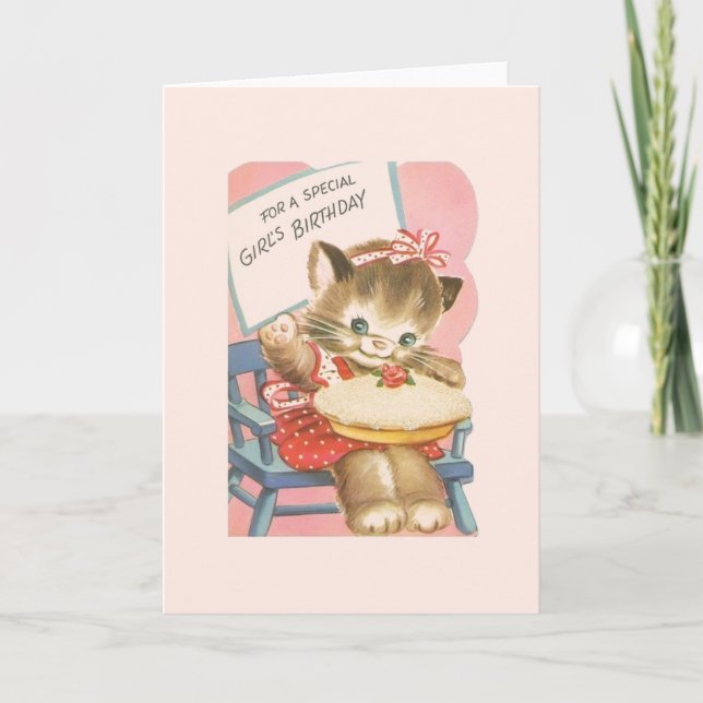 Cartão de aniversário da Vintage Girl (Frente)