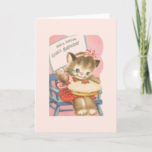 Cartão de Aniversário da Vintage Girl