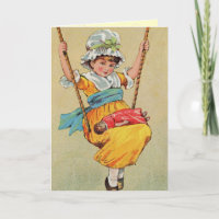 Cartão de aniversário da Vintage Girl