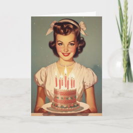 Cartão de Aniversário da Vintage Woman dos anos 60