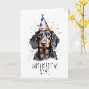 Cartão de Aniversário Dachshund Por Aquarela