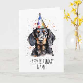 Cartão de Aniversário Dachshund Por Aquarela