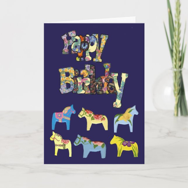 Cartão de Aniversário Dala Horses (Frente)