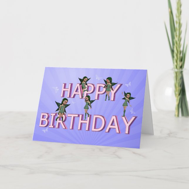 Cartão de aniversário das fadas da flor (Frente)