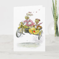 Cartão de Aniversário das Tartarugas com Sidecar d