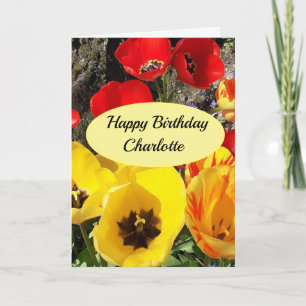 Cartão de Aniversário das Tulipas Amarelas e Ver