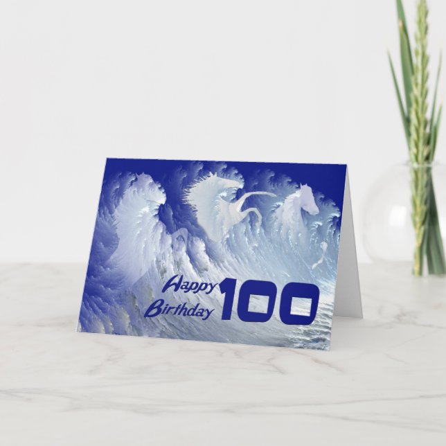 Cartão de aniversário de 100 anos, com cavalos sur (Frente)
