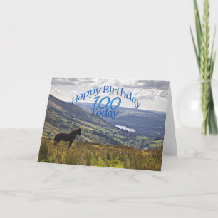 Cartão de aniversário de 100 cavalos e paisagens
