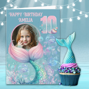 Cartão de Aniversário de 10 Anos Cauda de Sereia c
