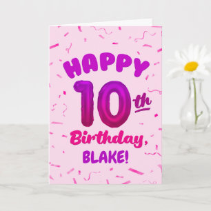 Cartão de Aniversário de 10 anos com Nome Personal
