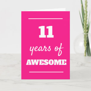 Cartão de Aniversário de 11 Rosa