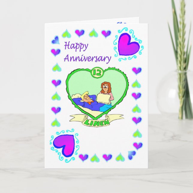 Cartão de aniversário de 12 anos de casamento de l (Frente)