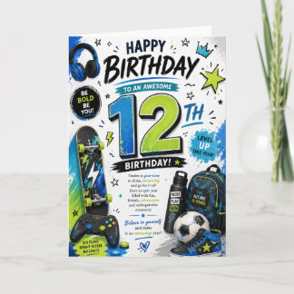 Cartão de Aniversário de 12 Anos para Meninos