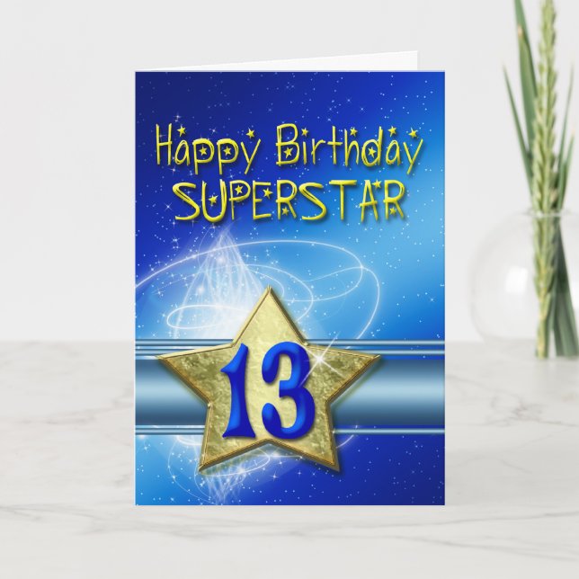 Cartão de aniversário de 13 para Superstar (Frente)