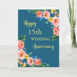 Cartão de Aniversário de 15 de Casamento das Flore