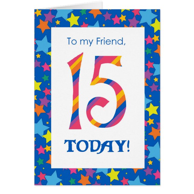 Cartão de Aniversário de 15 para Amigos, Estrelas  (Frente)