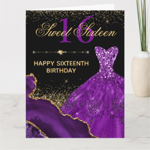 Cartão de Aniversário de 16 Anos de Vestido de Aqu