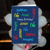 Cartão de Aniversário de 16 Anos Personalizado com