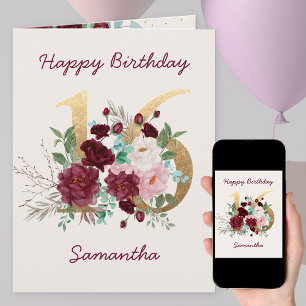 Cartão de Aniversário de 16 anos Personalizado Núm