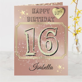 Cartão de Aniversário de 16 Anos Personalizado Ros